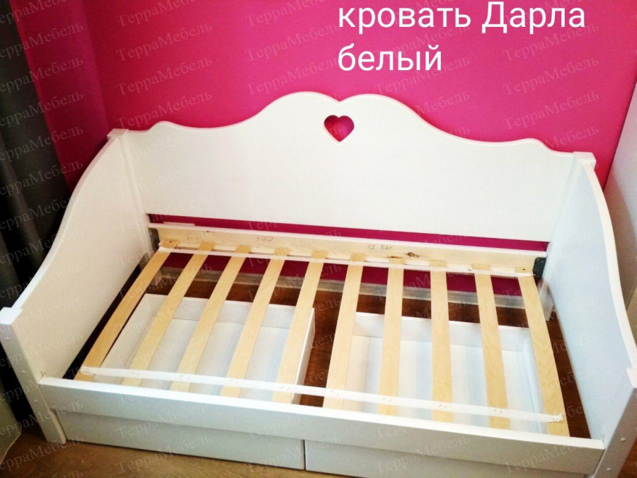 Кровать Дарла (сосна + МДФ) белая