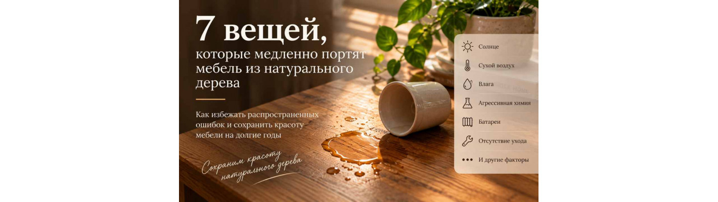 7 вещей, которые медленно портят мебель из натурального дерева